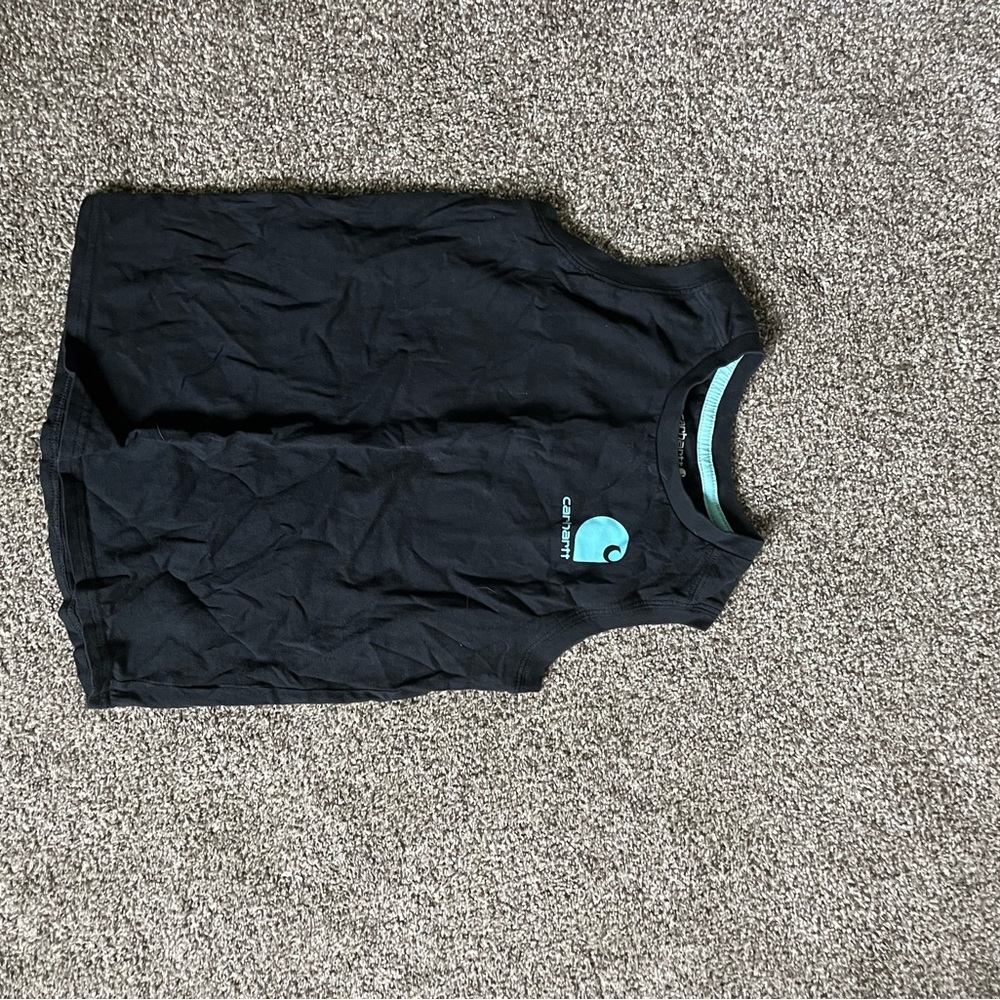 Carhartt Kids Black Tank with Teal Chest Logo